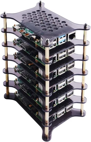 Miniatura 6 de GeeekPi Estuche de 6 capas con disipadores de calor apilable para Raspberry Pi 4/3/2 Modelo B, Raspberry Pi 3 Modelo B+ (marrón)