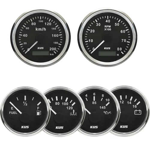 Kus Gauge Set Velocímetro GPS 124.3 mi/h Tacómetro 8000RPM Nivel de combustible 0-190ohm Temperatura del agua 104.0-248.0 °F Presión de aceite