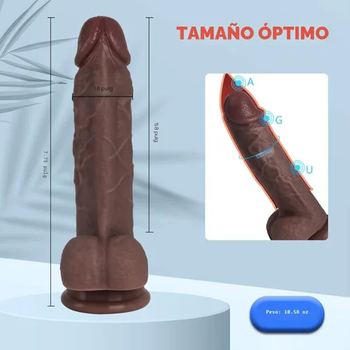 Miniatura 3 de Juguetes sexuales consolador de silicona realista, material seguro para estimulación del clítoris, la vagina y el ano con fuertes ventosas, juguetes