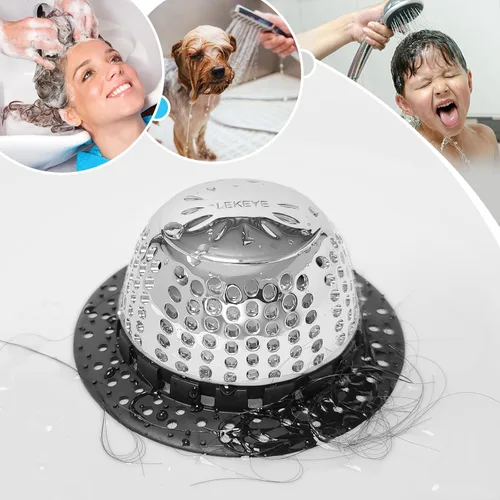 Miniatura 7 de LEKEYE Captador de pelo para drenaje de ducha/Cubierta de drenaje de bañera/Protector de drenaje para desagües de palanca y normales (Negro)