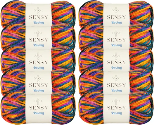 Miniatura 26 de Sensy Roving - Ovillo de lana multicolor, 3.5 onzas, 132 yardas, calibre 5, voluminoso (otoño)