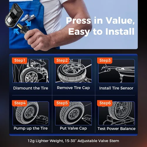 Miniatura 6 de Autel Sensores TPMS, sensores de presión de neumáticos 2 en 1 (315 MHz + 433 MHz), herramienta TPMS programable con sensor MX universal a presión