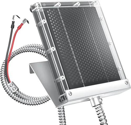 POWOXI Panel solar de 12 V para alimentador de ciervos: cargador de batería solar impermeable de 1.7 W con soporte de montaje alimentador de clip de
