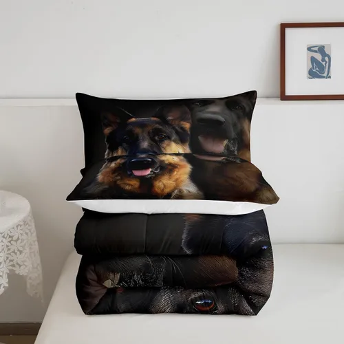 Miniatura 5 de Juego de edredón de perro de policía, tamaño individual, juego de ropa de cama de pastor alemán para niños, adolescentes, niños, adultos, lealtad
