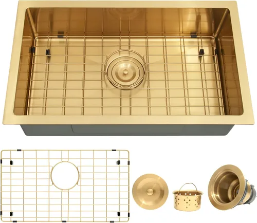 Miniatura 16 de MILOSEN Fregadero de cocina para autocaravana de 25 x 15 pulgadas, fregaderos de cocina de acero inoxidable bajo encimera de un solo tazón