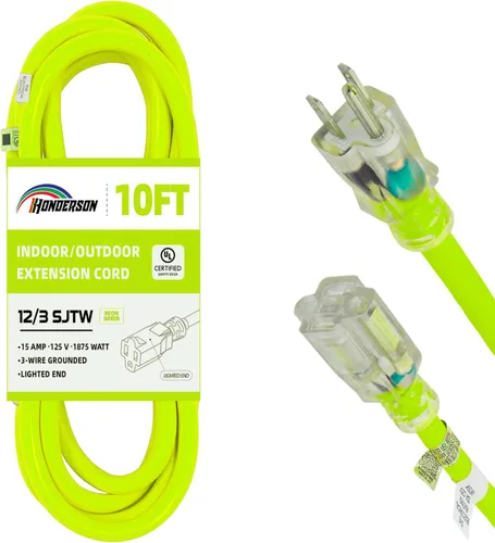 Miniatura 28 de Cable de extensión para interiores y exteriores, resistente a la intemperie con extremo iluminado, certificación UL, calibre 12, 20 pies, color Azul