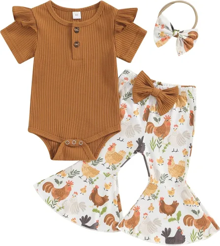 Miniatura 44 de Sejardin Ropa de verano para bebé y niña, recién nacida, manga corta, con letras, mameluco elástico con diadema