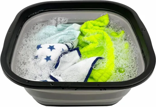 Miniatura 7 de SAMMART Juego de 2 tinas plegables de 5.5 L (1.4 galones) - Tina plegable para platos - Lavabo portátil - Tina de plástico que ahorra espacio