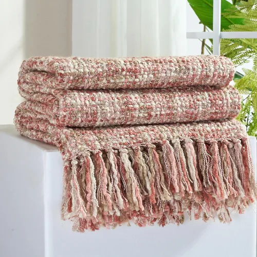 Miniatura 14 de Manta Throw de Punto de Cable Verde Multicolor para Sofá, 50"X60" Manta Texturizada Estilo Bohemio para Decoración del Hogar, Manta de Punto Grueso