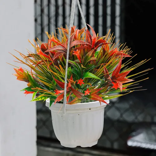 Miniatura 9 de Uieke 6 plantas artificiales para exteriores, resistentes a los rayos UV, flores falsas de gloria matutina con hierba naranja, flores tropicales