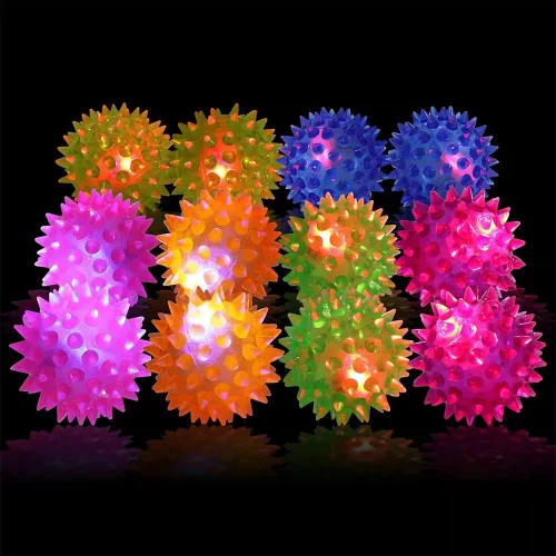 Miniatura 6 de Paquete de 12 pelotas LED con luz, antiestrés sensorial, esponjosas, puntiagudas, brillantes en la oscuridad, juguetes de pelotas puntiagudas