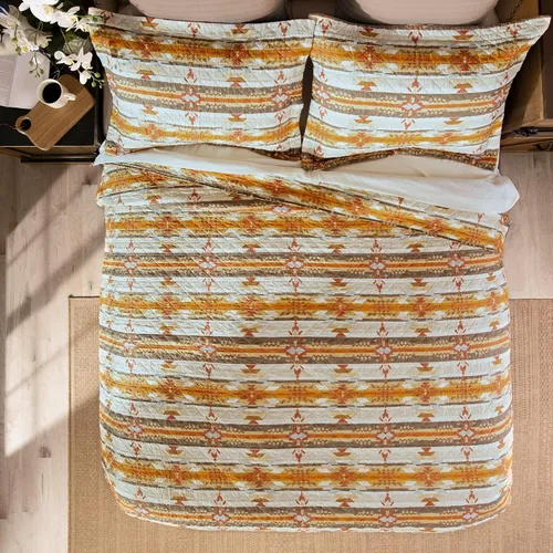Miniatura 3 de CARSTENS, INC. Western Aztec Country - Juego de ropa de cama de microfibra de 3 piezas, juego de edredón de microfibra de 3 piezas, Wrangler Western