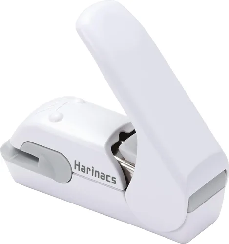 Miniatura 9 de Prensa de papeles Kokuyo Harinacs, grapadora sin broches, con este artículo, usted puede unir piezas de papel sin hacer agujeros en él (Blanco)