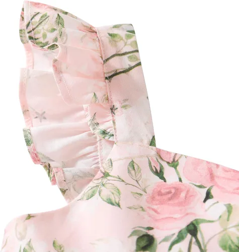 Miniatura 7 de Flofallzique Vestido de tul para niñas, floral de verano, para bodas, cumpleaños, Pascua, casual, para fiestas de té, para niños pequeños