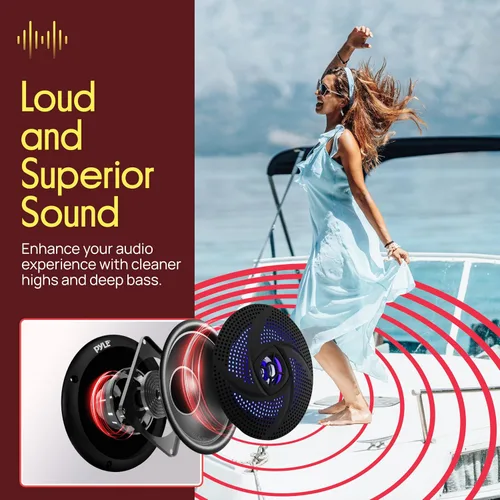 Miniatura 3 de Pyle Altavoces Marinos Impermeables Certificados - 4'' de 2 Vías para Vehículos Todo Terreno y Sistema de Sonido Estéreo de Audio Exterior