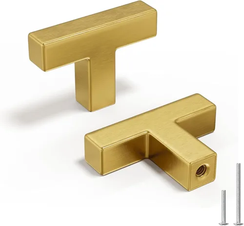 Miniatura 24 de Homdiy Manijas de gabinete de cocina de bronce cepillado de 6- 1/4 pulgadas, paquete de 30 tiradores de gabinete dorados, cuadrados, herrajes