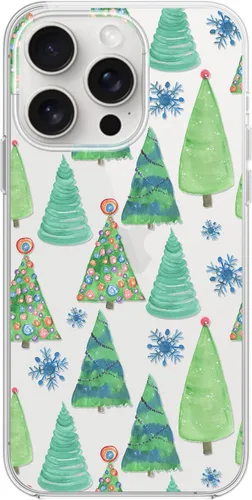 Miniatura 12 de Blingy's Funda para iPhone 15 Pro, bonito patrón de Navidad con diseño de copos de nieve de invierno, funda protectora transparente de TPU suave