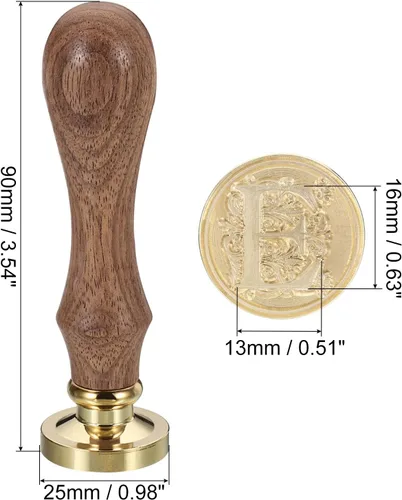 Miniatura 2 de PATIKIL Sello de cera del alfabeto E, sello de cera de sellado de letra inicial, clásico retro, 0.98 pulgadas, cabeza de latón retro extraíble