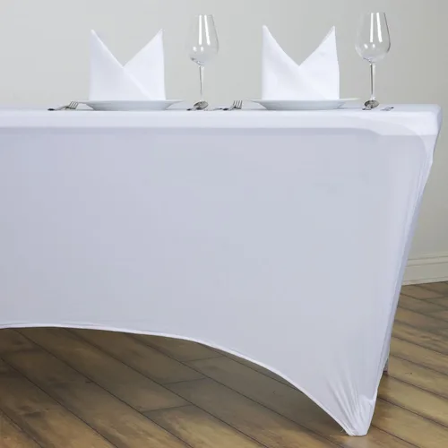 Miniatura 7 de Balsa Circle Mantel rectangular de elastano elástico de 6 pies, color beige, para decoración de bodas, fiestas, comedor