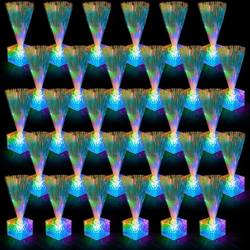 Miniatura 11 de Amylove 16 mini lámparas de fibra óptica a granel con luz LED cambiante de color para centro de mesa que brilla en la oscuridad, suministros