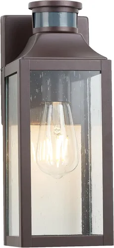 Miniatura 14 de MICSIU Iluminación exterior del atardecer al amanecer, aplique de pared exterior moderno de granja de 14.5 pulgadas con vidrio transparente, luz