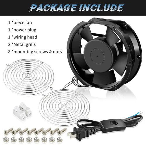 Miniatura 6 de Ventilador axial de alta velocidad para muffins de 6.772 in x 5.906 in x 2.008 in con interruptor de 110 V 120 V para proyectos de escape