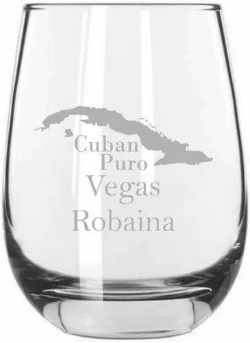 Miniatura 12 de Bolivar - Vaso de vino sin tallo con temática de cigarro cubano grabado de 15.25 onzas