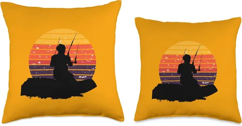 Miniatura 3 de Kitesurf Gifts and Surf Lover Tees by taiche Kitesurfer Surfing The Wave Artistic Silhouette Retro Sunset Throw Pillow, 18x18, Multicolor
