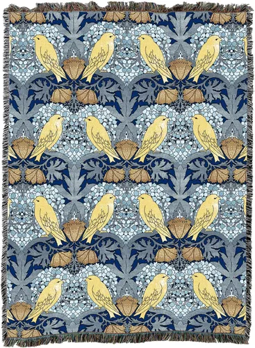 Miniatura 13 de Pure Country Weavers C.F.A. Voysey - Manta azul con diseño de pájaros y bayas, para manualidades y manualidades, manta tejida de algodón, fabricada