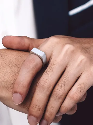 Miniatura 3 de Bandmax Anillos de sello para hombre, acero inoxidable, chapado en oro de 14 quilates, negro, minimalista, simple, anillo para hombres y mujeres