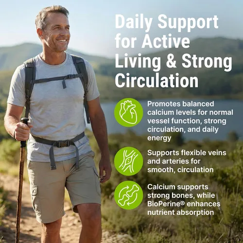 Miniatura 4 de Suplemento para venas y arterias – Suplemento de flujo sanguíneo con calcio – Soporte de circulación sanguínea para hombres, mujeres – Soporte