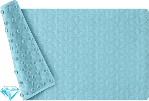 Miniatura 18 de Tapete antideslizante para bañera y ducha, tapete de goma natural con 241 ventosas, tapete de seguridad suave para baño, patrón único de diamante