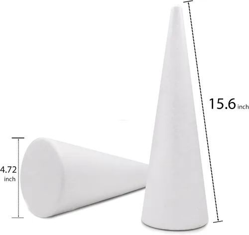 Miniatura 2 de Crafare Paquete de 4 conos de espuma para árbol de poliestireno de 4.56 x 15.7 pulgadas para proyectos de Navidad, boda, mesa, centro de mesa