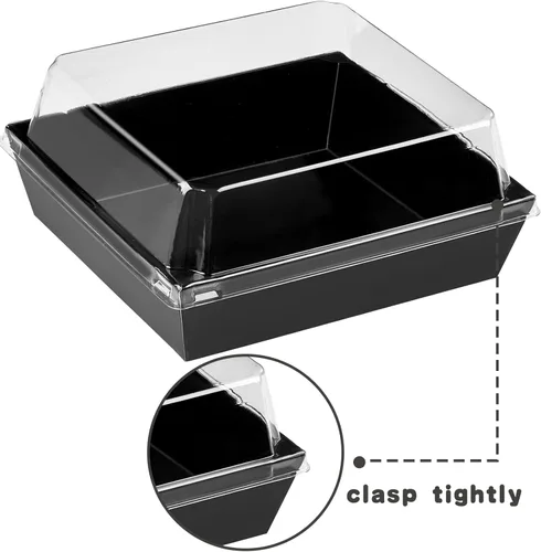 Miniatura 6 de Kucoele Paquete de 50 Cajas Pequeñas de Charcutería con Tapas Transparentes, Cajas de Postre de Papel para Llevar, Cajas de Panadería, Contenedores