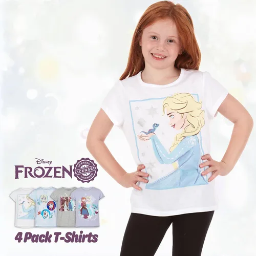 Miniatura 6 de DISNEY Camisetas de princesa para niñas, Ariel, Cenicienta, Bella, Jasmin, Elsa, Anna, paquete de 4 camisetas gráficas de manga corta (tamaño 3T-7)