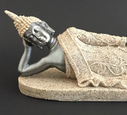 Miniatura 4 de OMA Estatua de Buda reclinable de resina de arenisca para decoración del hogar de la marca Peace and Luck (Meditación)