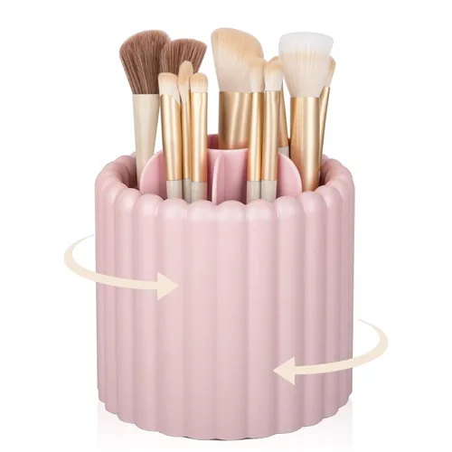 Miniatura 14 de Anyoifax Organizador de brochas de maquillaje giratorio 360 grados con 7 ranuras, organizador de brochas de maquillaje extraíble, soporte giratorio