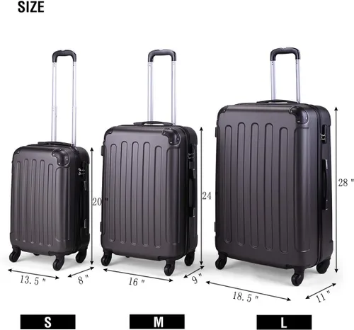 Miniatura 2 de 4 EVER WINNER Juego de equipaje de 3 piezas ABS rígido con rueda giratoria equipaje rígido ligero para bloqueo codificado de viaje 202428 pulgadas