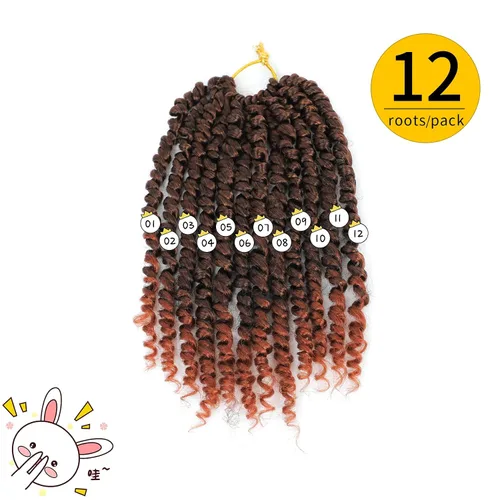 Miniatura 6 de Fulcrum Cabello Passion Twist de 8 pulgadas, 8 paquetes de cabello de ganchillo Passion Twist para mujeres negras, cabello pretrenzado de ganchillo