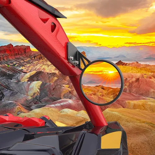 Miniatura 2 de MZS Espejos Laterales X3, Diseño Convexo de Estilo de Carrera con Visera Trasera y Soporte de Montaje Compatible 2017-2026 Maverick X3 Max Xds Xrs