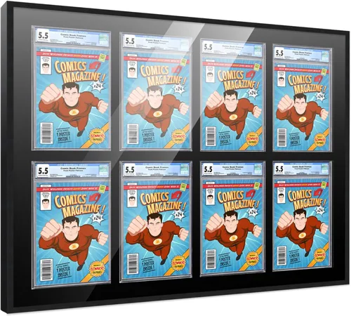 Miniatura 144 de Marco de cómic con paspartú para 8 CGC, CBCS o PGX Graded Comics - Marco de cómic blanco para cómics de 8.125 x 13 pulgadas Marco blanco