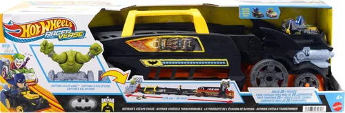 Miniatura 6 de Hot Wheels Auto de juguete y pista, el vehículo Escape Chase de Batman de RacerVerse se transforma en pista de 3 carriles con 1 Batman fundido a