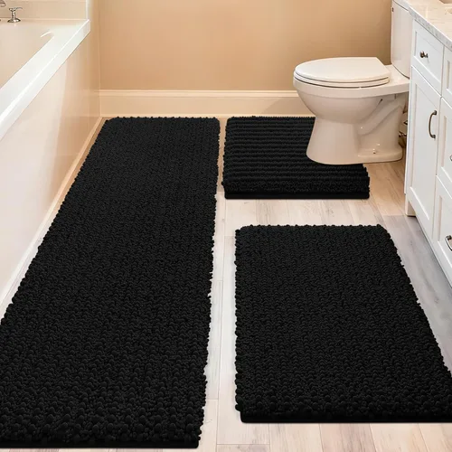 Miniatura 9 de ACCUMTEK - Juego de 2 alfombras de baño de lujo en color beige de 32"x20"+24"x17", alfombras de baño ultra suaves y gruesas absorbentes, alfombra