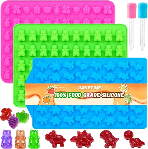 Miniatura 9 de Moldes de silicona para gomitas de caramelo – Moldes de chocolate que incluyen osos, ranas, leones, monos, pingüinos de goma de silicona premium, 5