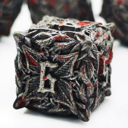 Miniatura 11 de Juego de dados de metal con hojas de vid mágicas huecas, juego de 7 dados para juegos de rol, dados de D&D Dungeons and Dragons
