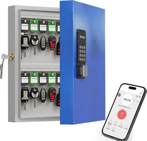 Miniatura 14 de WeHere Caja de bloqueo inteligente de 72 teclas para montaje en pared, gabinete de llaves comercial con aplicación, teclado, Bluetooth y desbloqueo