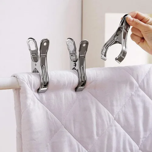 Miniatura 5 de Pinzas grandes de metal resistente, 6 paquetes de pinzas de acero inoxidable, clips de toalla para silla de playa grandes, abrazadera para edredón