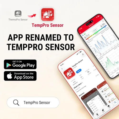 Miniatura 2 de TempPro Termómetro higrómetro para casa, termómetro de invernadero interior Bluetooth para habitación de hasta 260 pies, medidor de humedad