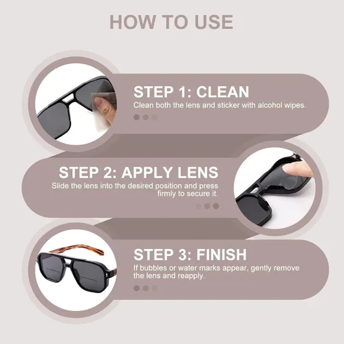 Miniatura 6 de Stick-on Bifocal Readers for Sunglasses, No Water or Adhesive Needed, Reusable Reading Lenses for Glasses Goggles