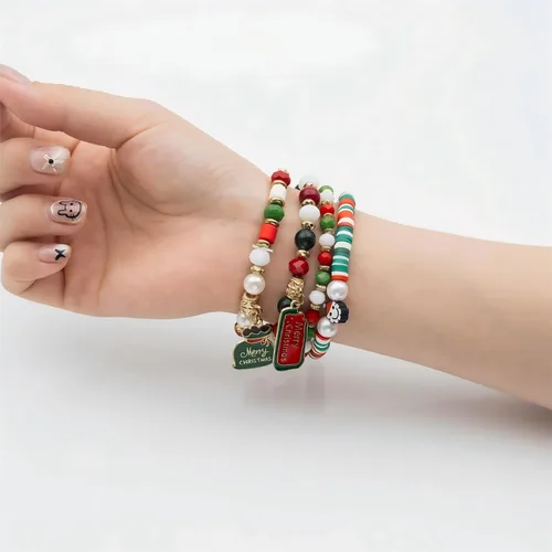 Miniatura 3 de pVq Pulseras de Navidad para mujer, pulsera elástica con cuentas, pulseras de dijes navideños, regalos de joyería, accesorios para rellenar